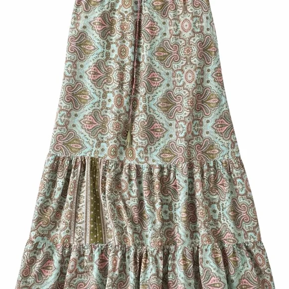 Boho Paisley Tiered Maxi Skirt | Stretch Waist - Picture 3 of 6